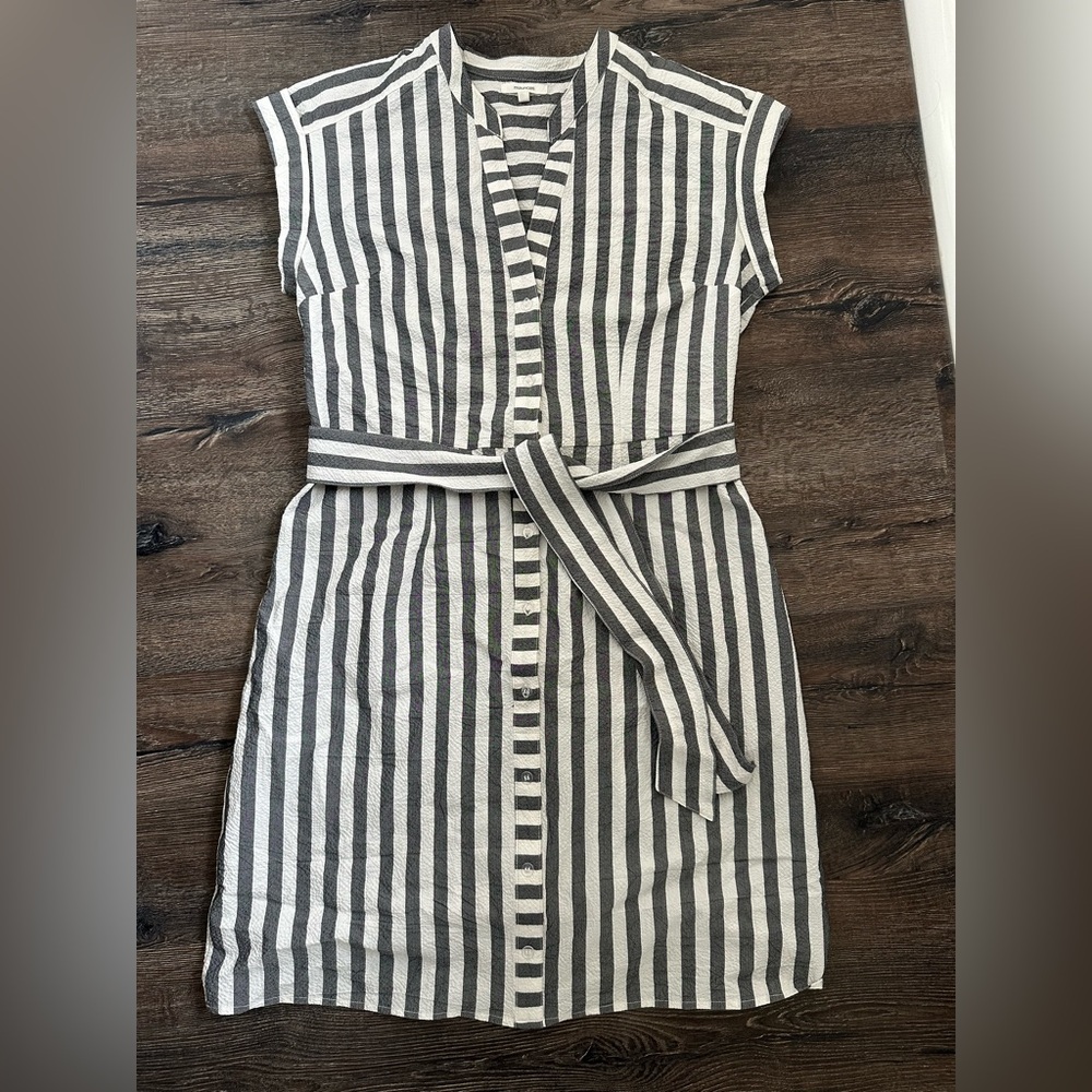 Maurices dark gray and White Striped Midi Dress